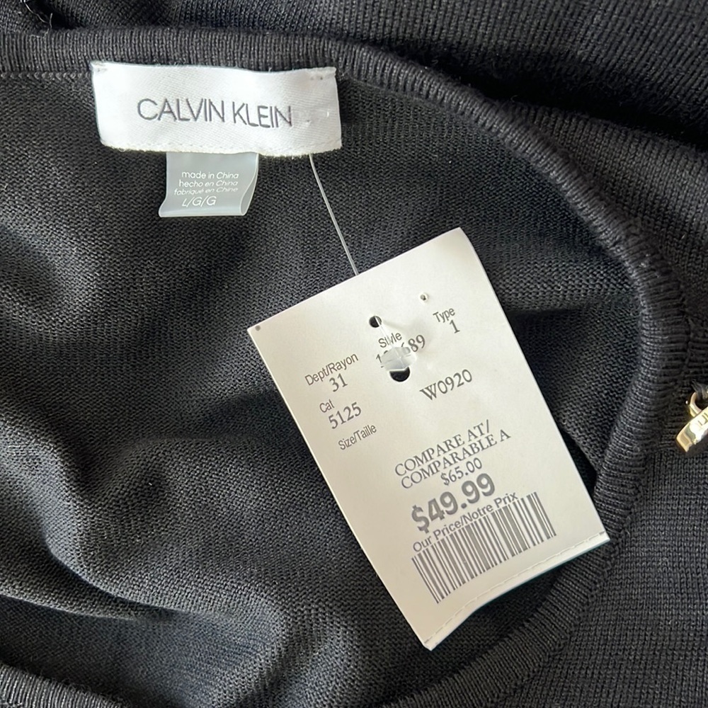 CALVIN Klein l NWT Black Dress with Gold Button Detail - Picture 4 of 5